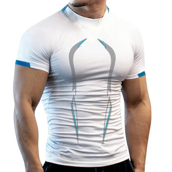 Нова лятна дишаща тениска за фитнес за мъже Бързосъхнеща тениска за джогинг Мъжки тренировъчни тениски Фитнес горнища Тениска за бягане