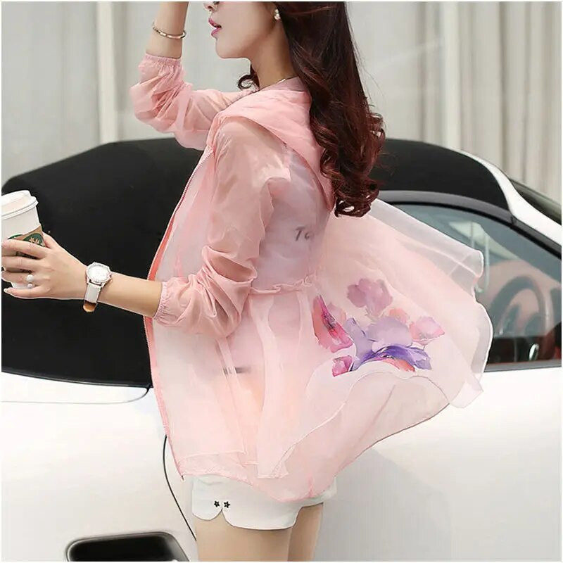 Odjeća za UV zaštitu od sunca Prozirna jakna dugih rukava Anti ultraljubičasto Ljetna odjeća za plažu Zaštitne kreme za zaštitu od sunca Kaputi Ženski A193