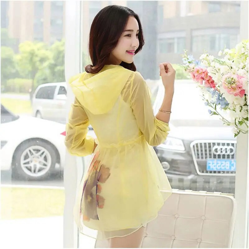 Odjeća za UV zaštitu od sunca Prozirna jakna dugih rukava Anti ultraljubičasto Ljetna odjeća za plažu Zaštitne kreme za zaštitu od sunca Kaputi Ženski A193