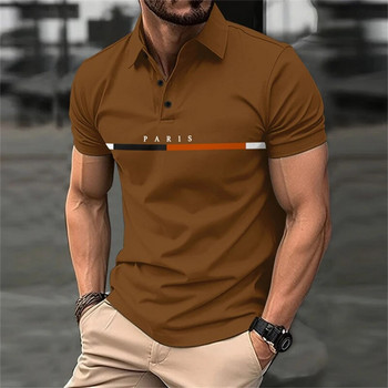 Модни забавни поло тениски с щампа на букви Ежедневна мъжка риза с ревер Лятна дишаща облекло за голф Голф големи спортни блузи с къс ръкав