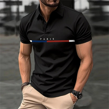 Модни забавни поло тениски с щампа на букви Ежедневна мъжка риза с ревер Лятна дишаща облекло за голф Голф големи спортни блузи с къс ръкав