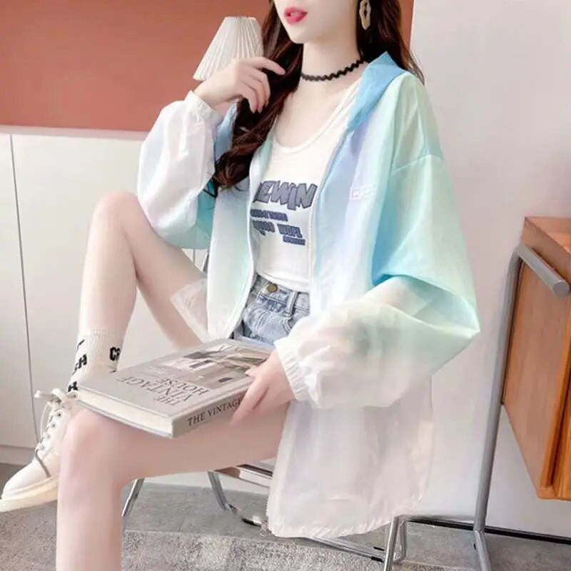 Široki uredski ženski kaput s patentnim zatvaračem, ležerni, jednobojni, jednostavni, sportski kaput s kapuljačom, proljeće, ljeto, ženska odjeća s tankim džepovima