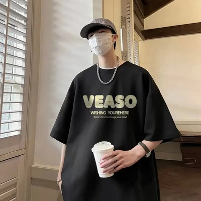 Vasaros vyriški, moteriški, madingi marškinėliai su trumpomis rankovėmis, madingi marškinėliai su raštu raštu, Harajuku stiliaus studentų viršūnė