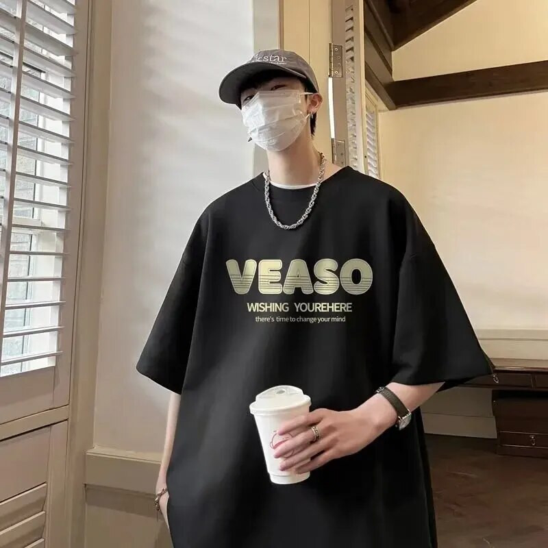 Vasaros vyriški, moteriški, madingi marškinėliai su trumpomis rankovėmis, madingi marškinėliai su raštu raštu, Harajuku stiliaus studentų viršūnė