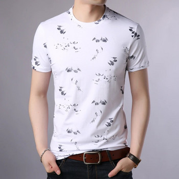Памучна тениска с марка COODRONY Модни щамповани мъжки дрехи с кръгло деколте Летни нови тениски с къс ръкав Trend Ежедневни топове W5501
