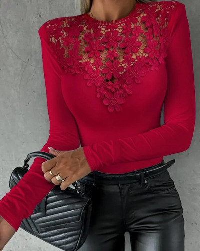 2023. Jesen Zima Proljeće Nova moda, ležerne seksi bluze s otvorenim ramenima, izdubljeni čipkasti vrh Ženska odjeća Majice kratkih rukava Puloveri