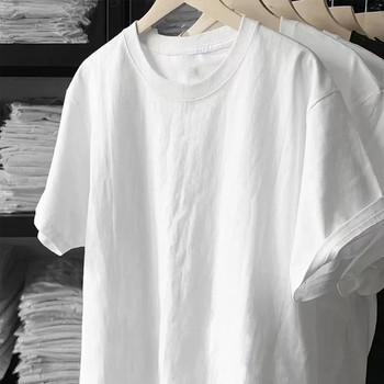 220 Gsm 100% памучна плътна тениска Лятна модна мъжка тениска с къс ръкав Класическа тениска Мъжки хип-хоп големи тениски Мъжка тениска