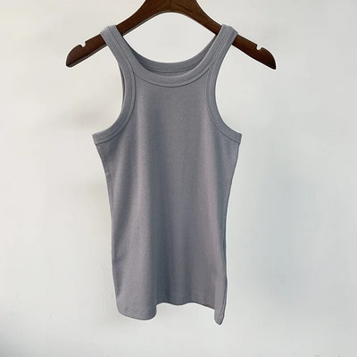 Maiuri fără mâneci pentru femei, cu decolteu în formă de O, vestă elastică subțire, tricou subțire la modă, top casual pentru femei