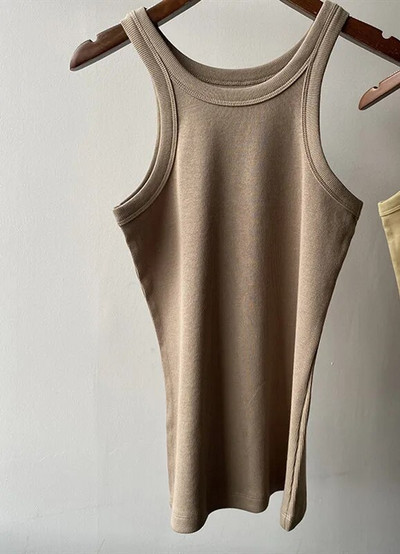 Maiuri fără mâneci pentru femei, cu decolteu în formă de O, vestă elastică subțire, tricou subțire la modă, top casual pentru femei