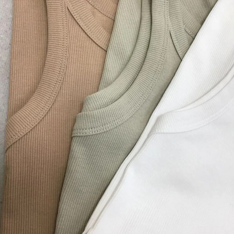 Maiuri fără mâneci pentru femei, cu decolteu în formă de O, vestă elastică subțire, tricou subțire la modă, top casual pentru femei