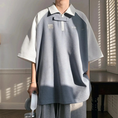 2023 m. vasaros vyriški polo marškinėliai, spalvoti, platūs, laisvalaikio madingi studentų marškinėliai trumpomis rankovėmis, madingi apvalūs taškeliai