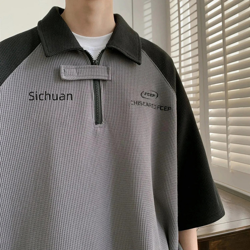 2023 m. vasaros vyriški polo marškinėliai, spalvoti, platūs, laisvalaikio madingi studentų marškinėliai trumpomis rankovėmis, madingi apvalūs taškeliai