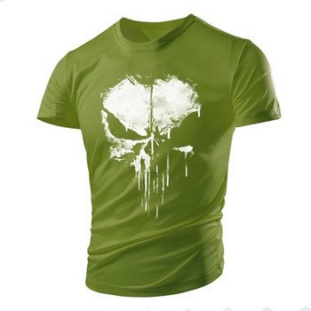 Νέο όμορφο μοτίβο κρανίου Μυϊκό ανδρικό μπλουζάκι Sports Tough Guy Style Summer Outdoor Light Αναπνεύσιμο Άνετο ελαστικό