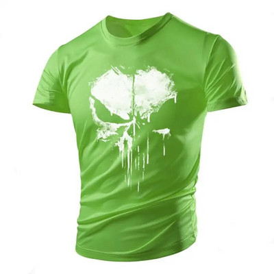 Nova zgodna majica s uzorkom lubanje, mišićava muška majica, sportska Tough Guy stil, ljetna vanjska svjetlost, prozračna, udobna, elastična