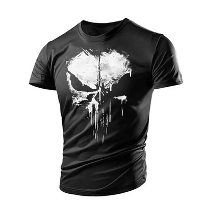 Nova zgodna majica s uzorkom lubanje, mišićava muška majica, sportska Tough Guy stil, ljetna vanjska svjetlost, prozračna, udobna, elastična