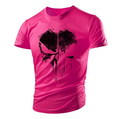 Nova zgodna majica s uzorkom lubanje, mišićava muška majica, sportska Tough Guy stil, ljetna vanjska svjetlost, prozračna, udobna, elastična