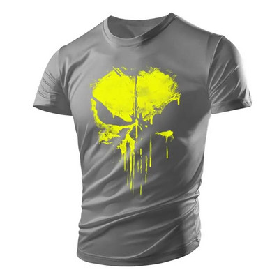 Nova zgodna majica s uzorkom lubanje, mišićava muška majica, sportska Tough Guy stil, ljetna vanjska svjetlost, prozračna, udobna, elastična