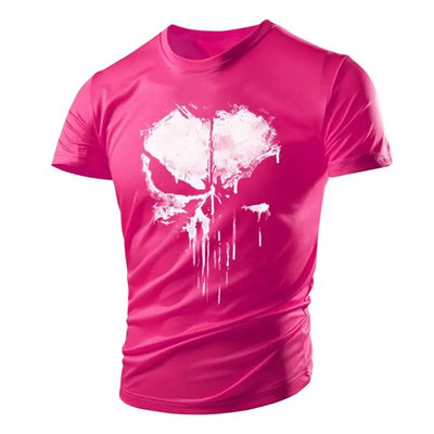 Nova zgodna majica s uzorkom lubanje, mišićava muška majica, sportska Tough Guy stil, ljetna vanjska svjetlost, prozračna, udobna, elastična