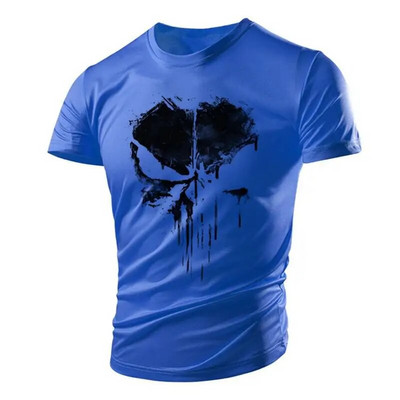 Nova zgodna majica s uzorkom lubanje, mišićava muška majica, sportska Tough Guy stil, ljetna vanjska svjetlost, prozračna, udobna, elastična