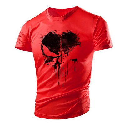 Nova zgodna majica s uzorkom lubanje, mišićava muška majica, sportska Tough Guy stil, ljetna vanjska svjetlost, prozračna, udobna, elastična