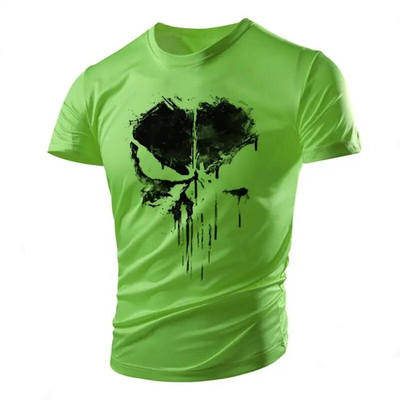 Nova zgodna majica s uzorkom lubanje, mišićava muška majica, sportska Tough Guy stil, ljetna vanjska svjetlost, prozračna, udobna, elastična