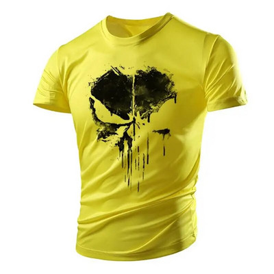 Nova zgodna majica s uzorkom lubanje, mišićava muška majica, sportska Tough Guy stil, ljetna vanjska svjetlost, prozračna, udobna, elastična