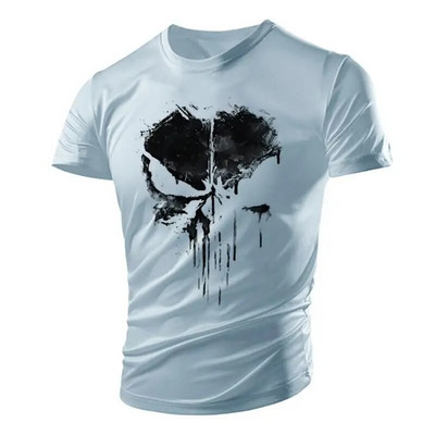 Nova zgodna majica s uzorkom lubanje, mišićava muška majica, sportska Tough Guy stil, ljetna vanjska svjetlost, prozračna, udobna, elastična