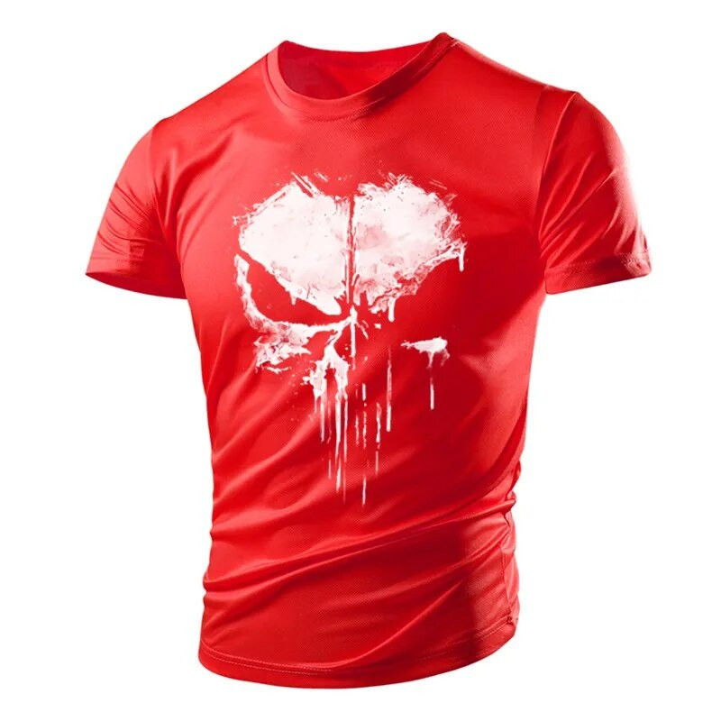 Nova zgodna majica s uzorkom lubanje, mišićava muška majica, sportska Tough Guy stil, ljetna vanjska svjetlost, prozračna, udobna, elastična