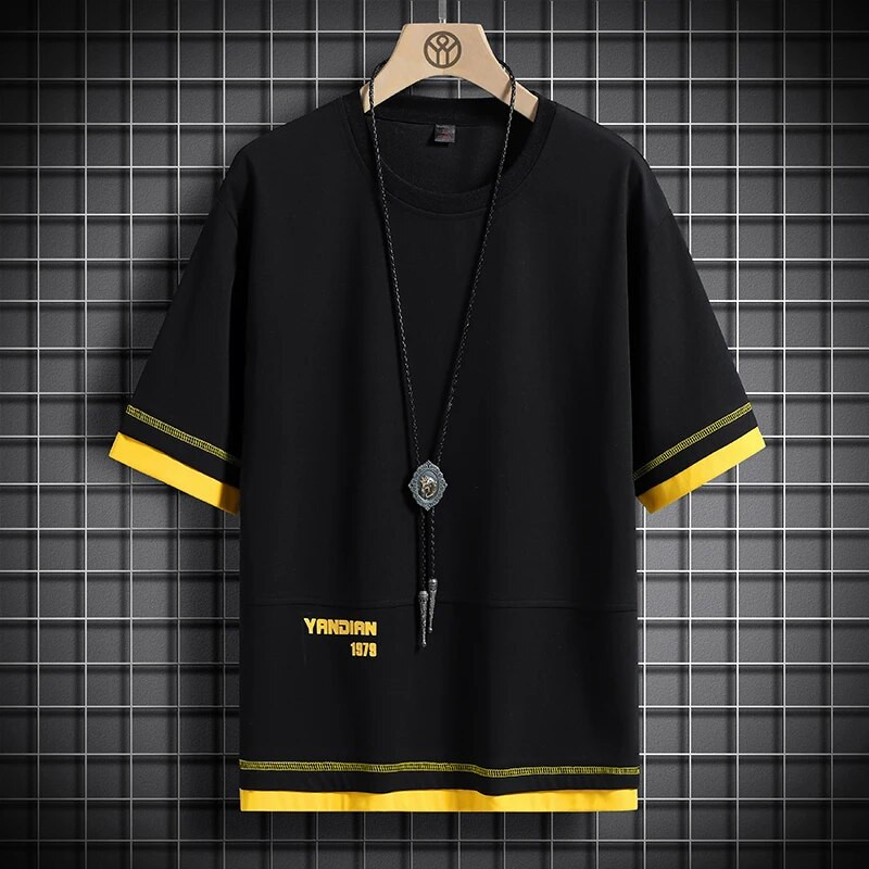 Hip-hop laza férfi utcai ruházati pólók Casual Classic 2023 nyári rövid ujjú fekete fehér pólópólók plusz túlméretes 5XL 6XL