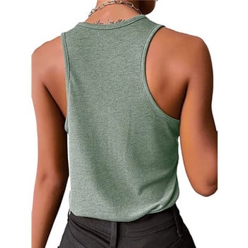 Μεγάλο μέγεθος Βασικό βιδωτό ρεζερβουάρ ρεζερβουάρ Γυναικείο μπλουζάκι Αμάνικο μπλουζάκι Casual μασίφ μονό γυναικείο μπλουζάκι