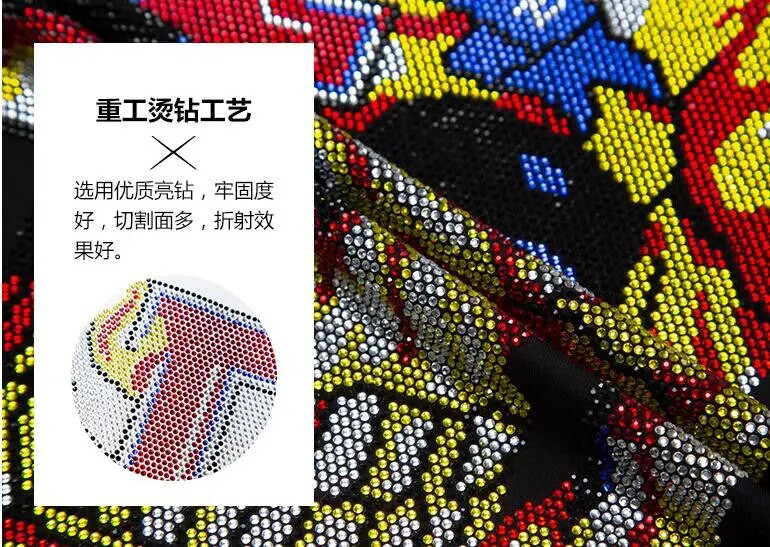 Ulična muška majica s dijamantima Ljetna muška majica s kamenčićima Muške modne majice Ležerne anime majice