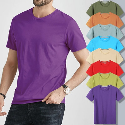Летни тениски Мъжки мъжки тениски Basic Fast Dry Cotton Solid Short Tee риза Дамски топ тениски Женска лилава домашна рокля в цвят каки Момиче
