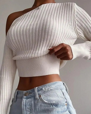 Γυναικείο πουλόβερ πουλόβερ σέξι μακριά ώμου Ανοιξιάτικα μακρυμάνικα πλεκτά μπλουζάκια μονόχρωμα γυναικεία πουλόβερ πουλόβερ Streetwear