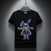 2023 Rabbit Rhinestones karikatūra T krekli Vīriešu modes ielas apģērbi Augstas kvalitātes īsām piedurknēm O kakla tievi T-krekli vīrieša liela izmēra 7XL