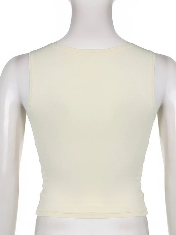 Darlingaga Y2K Sweet Cute V Neck Bodycon Sexy Tank Top Fashion 2000s Aesthetic Summer Cropped Γιλέκο Slim Bow Lace Top Γυναικείο ύφασμα