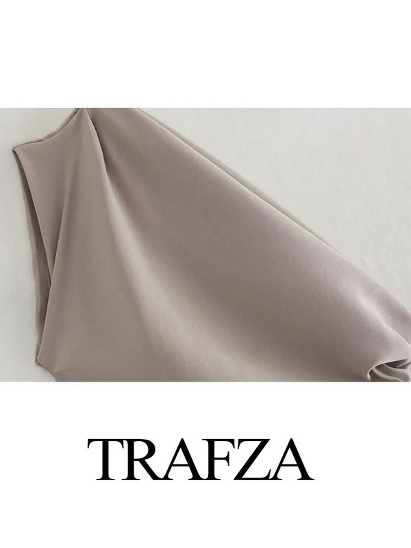 TRAFZA 2023 moe suve naiste seksikas varrukateta asümmeetriline plisseeritud vest, kausaalne elegantne tops, ühe õlaga vintage õhukesed topid