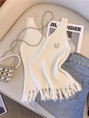 Új stílusú, kötött, ujjatlan női pulóver felsőruházat, felső, vékony, sokoldalú, rózsaszín póló koreai divatos ruhák