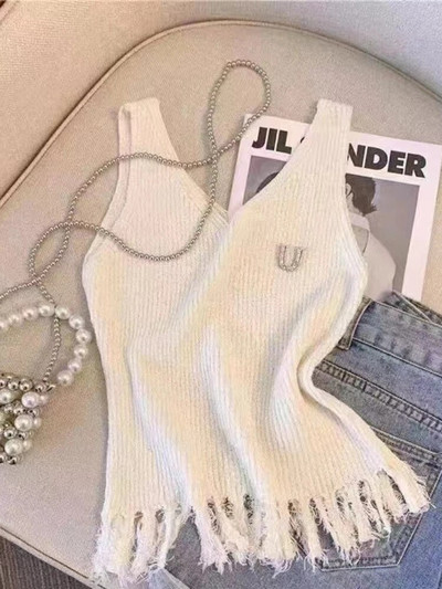 Új stílusú, kötött, ujjatlan női pulóver felsőruházat, felső, vékony, sokoldalú, rózsaszín póló koreai divatos ruhák