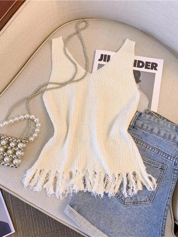 Új stílusú, kötött, ujjatlan női pulóver felsőruházat, felső, vékony, sokoldalú, rózsaszín póló koreai divatos ruhák