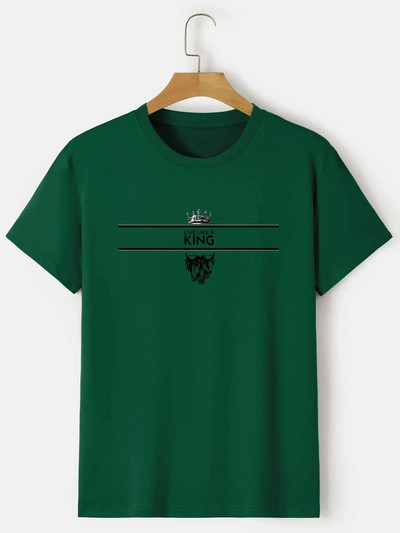 Élő, mint egy király Mintás minta férfi alkalmi férfi nyakú, rövid ujjú divatos nyári pólók felsők, férfi ruhák póló