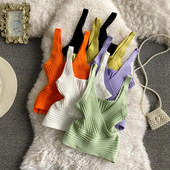 Ljeto 2024. novi seksi kratki prsluk s halterima uski kroj, ženski gornji dio džempera