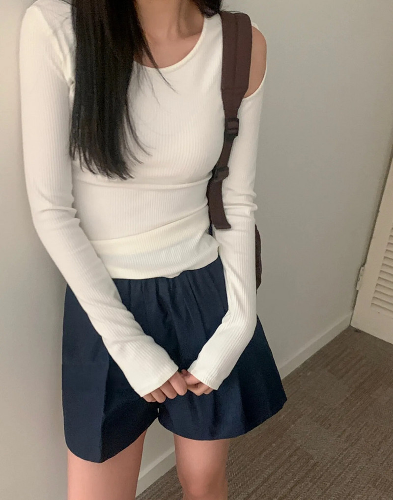 KUSAHIKI kórejské sladké šnurovacie obväzové duté dlhé rukávy pikantné dievčenské štíhle tričko Y2k 2024 jarné nové tričká so základnou grafikou