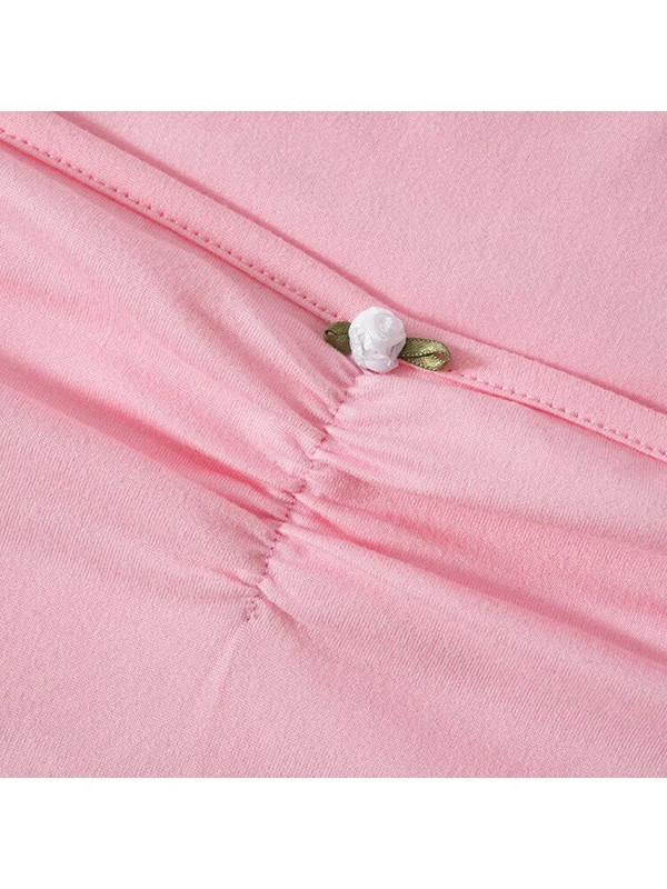 Absobe Spojena mala cvjetna plisirana ženska majica s dugim rukavima s četvrtastim izrezom, uska slatka majica kratkih rukava, zgodne jesenske baletne majice