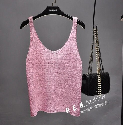 Proljeće i ljeto 2020. Novi remen za sućut s V-izrezom Pleteni prsluk sa šljokicama izvana The Joker Majica bez rukava Top Coatt