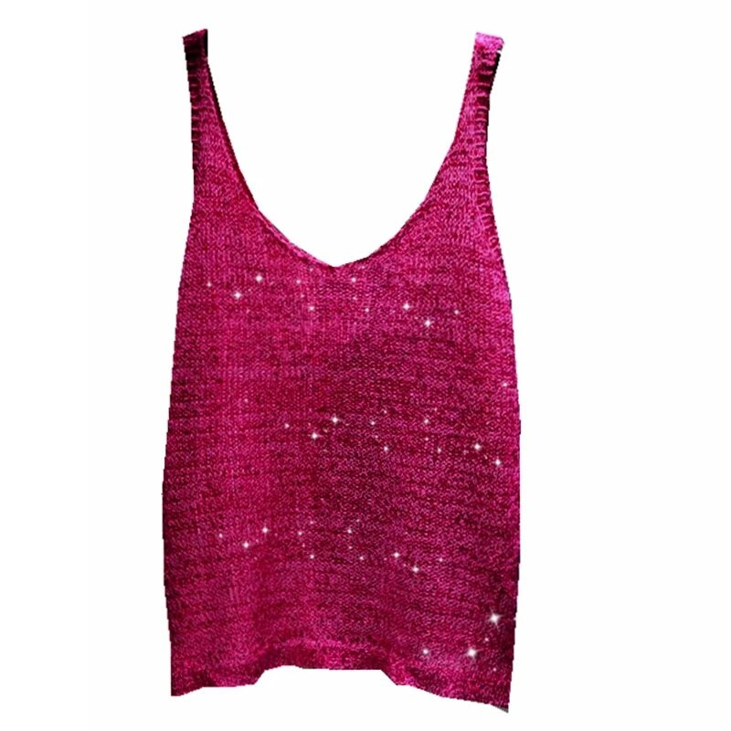 Proljeće i ljeto 2020. Novi remen za sućut s V-izrezom Pleteni prsluk sa šljokicama izvana The Joker Majica bez rukava Top Coatt