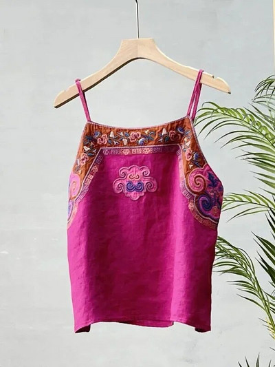 Top alb pentru femei Camisoles femei cu mâneci tancuri Top vară bumbac in broderie retro Camolă subțire vestă lenjerie tricou