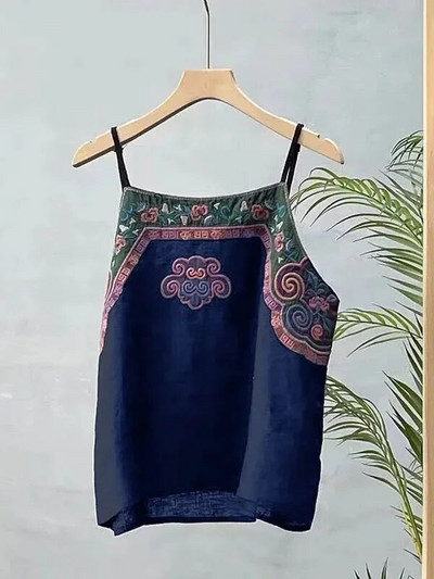 Top alb pentru femei Camisoles femei cu mâneci tancuri Top vară bumbac in broderie retro Camolă subțire vestă lenjerie tricou