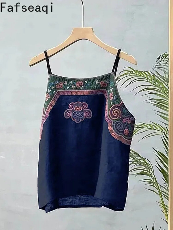 Top alb pentru femei Camisoles femei cu mâneci tancuri Top vară bumbac in broderie retro Camolă subțire vestă lenjerie tricou