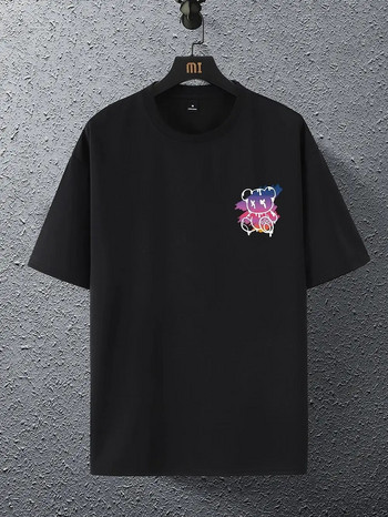 New York Art Word Cartoon Bear Sunset Scenery Design T Shirts Мъжка мода Памучна риза Свободни летни тениски Oversized Tee