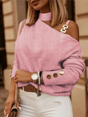 Seksikas õlavarrega kaelusega naiste pluus, pikkade varrukatega vabaaja topid, roosad valged 2023. aasta sügise elegantsed naiste kontoripluusid